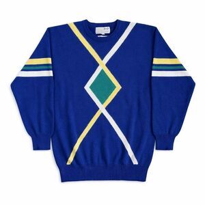 Pringle Sports Nick Faldo Collection Knit Sweater Large Blue Geometric